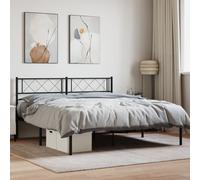 vidaXL Giroletto con Testiera in Metallo Nero 160x200 cm