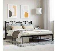 vidaXL Giroletto con Testiera in Metallo Nero 160x200 cm