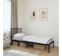 vidaXL Giroletto con Testiera in Metallo Nero 75x190 cm