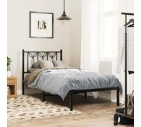 vidaXL Giroletto con Testiera in Metallo Nero 80x200 cm, giroletto con testiera, Struttura Letto, Telaio Letto, giroletto con Testata, Base Letto