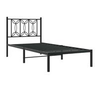 vidaXL Giroletto con Testiera in Metallo Nero 90x190 cm, giroletto con testiera, Struttura Letto, Telaio Letto, giroletto con Testata, Base Letto