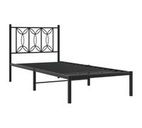 vidaXL Giroletto con Testiera in Metallo Nero 90x190 cm, giroletto con testiera, Struttura Letto, Telaio Letto, giroletto con Testata, Base Letto