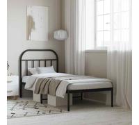 vidaXL Giroletto con Testiera in Metallo Nero 90x200 cm