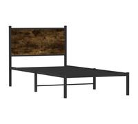 vidaXL Giroletto con Testiera in Metallo Rovere Fumo 90x200 cm, giroletto con testiera, Struttura Letto, Telaio Letto, giroletto con Testata