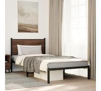 vidaXL Giroletto con Testiera in Metallo Rovere Marrone 100x200 cm, giroletto con testiera, struttura letto, telaio letto, giroletto con testata