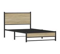 vidaXL Giroletto con Testiera in Metallo Rovere Sonoma 100x200 cm, giroletto con testiera, Struttura Letto, Telaio Letto, giroletto con Testata
