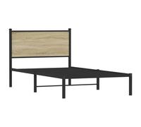 vidaXL Giroletto con Testiera in Metallo Rovere Sonoma 100x200 cm, giroletto con testiera, struttura letto, telaio letto, giroletto con testata