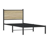 vidaXL Giroletto con Testiera in Metallo Rovere Sonoma 90x190 cm, giroletto con testiera, struttura letto, telaio letto, giroletto con testata