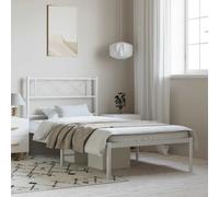 vidaXL Giroletto con Testiera Metallo Bianco 100x190 cm
