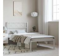 vidaXL Giroletto con Testiera Metallo Bianco 100x200 cm