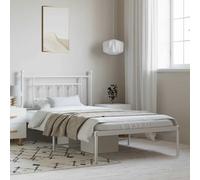 vidaXL Giroletto con Testiera Metallo Bianco 100x200 cm