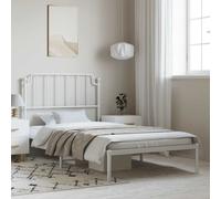 vidaXL Giroletto con Testiera Metallo Bianco 100x200 cm