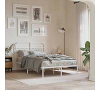 vidaXL Giroletto con Testiera Metallo Bianco 120x190 cm, giroletto con testiera, Struttura Letto, Telaio Letto, giroletto con Testata, Base Letto