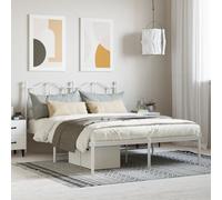vidaXL Giroletto con Testiera Metallo Bianco 135x190 cm