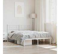 vidaXL Giroletto con Testiera Metallo Bianco 135x190 cm