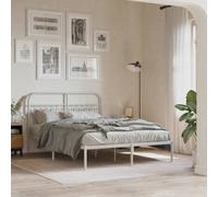 vidaXL Giroletto con Testiera Metallo Bianco 135x190 cm