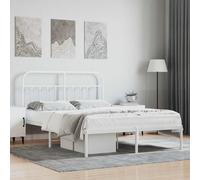 vidaXL Giroletto con Testiera Metallo Bianco 135x190 cm
