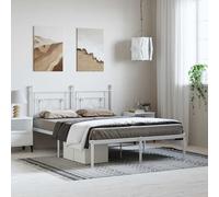 vidaXL Giroletto con Testiera Metallo Bianco 150x200 cm