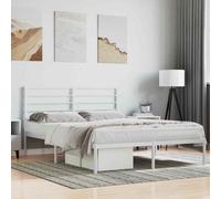 vidaXL Giroletto con Testiera Metallo Bianco 150x200 cm