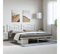 vidaXL Giroletto con Testiera Metallo Bianco 193x203 cm