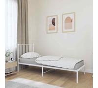 vidaXL Giroletto senza Materaso con Testiera Metallo Bianco 75x190 cm