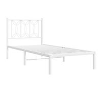 vidaXL Giroletto con Testiera Metallo Bianco 75x190 cm, giroletto con testiera, Struttura Letto, Telaio Letto, giroletto con Testata, Base Letto