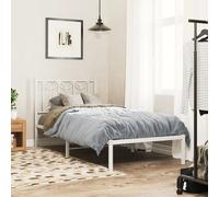 vidaXL Giroletto con Testiera Metallo Bianco 80x200 cm, giroletto con testiera, Struttura Letto, Telaio Letto, giroletto con Testata, Base Letto