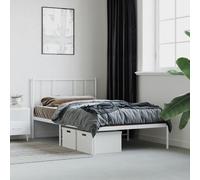 vidaXL Giroletto con Testiera Metallo Bianco 90x190 cm