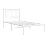 vidaXL Giroletto con Testiera Metallo Bianco 90x190 cm, giroletto con testiera, Struttura Letto, Telaio Letto, giroletto con Testata, Base Letto