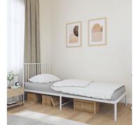 VIDAXL - Giroletto Con Testiera Metallo Bianco 90x200 Cm - SPEDIZIONE GRATUITA