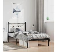 vidaXL Giroletto con Testiera Metallo Nero 100x200 cm, giroletto con testiera, Struttura Letto, Telaio Letto, giroletto con Testata, Base Letto, Letto