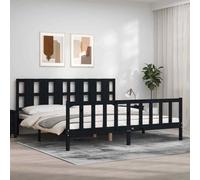 vidaXL Giroletto con Testiera Nero 200x200 cm in Legno Massello
