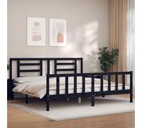 vidaXL Giroletto con Testiera Nero 200x200 cm in Legno Massello