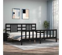vidaXL Giroletto con Testiera Nero 200x200 cm in Legno Massello