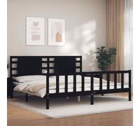 VIDAXL - Giroletto con Testiera Nero 200x200 cm in Legno Massello - SPEDIZIONE GRATUITA