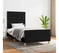 vidaXL Giroletto con Testiera Nero 90x190 cm in Tessuto