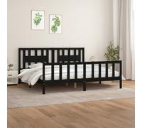 vidaXL Giroletto con Testiera Nero Legno Massello di Pino 200x200 cm