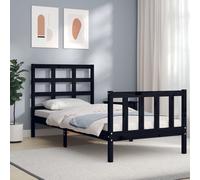 vidaXL Giroletto con Testiera Nero Small Single in Legno Massello