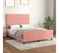 vidaXL Giroletto con Testiera Rosa 140x200 cm in Velluto