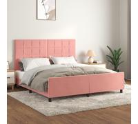 vidaXL Giroletto con Testiera Rosa 160x200 cm in Velluto