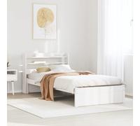vidaXL Giroletto con Testiera Bianco 90x190 cm Legno Massello di Pino, giroletto con testiera, telaio letto, rete letto, struttura letto, letto