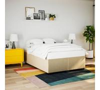 vidaXL Giroletto Crema 140x190 cm in Tessuto, Rete Letto, giroletto con Piattaforma, giroletto Imbottito, mobili Camera da Letto, giroletto Doppio