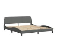 vidaXL Telaio per letto matrimoniale in tessuto con testiera, grigio scuro, doghe in compensato, gambe di sostegno, design moderno, 183 x 213 cm