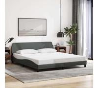 vidaXL Telaio per letto matrimoniale in tessuto con testiera, grigio scuro, doghe in compensato, gambe di sostegno, design moderno, 183 x 213 cm