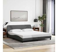 vidaXL Elegante telaio per letto matrimoniale in tessuto grigio scuro con testiera, 152 x 202 cm, mobili moderni per camera da letto con doghe in compensato resistenti