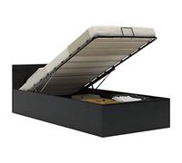 vidaXL Giroletto Idraulico con Contenitore e LED Moderno Salvaspazio Robusto a Doghe Letto Imbottito Struttura Telaio Nero in Similpelle 100x200cm