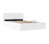 vidaXL Giroletto Idraulico con Contenitore e LED Moderno Salvaspazio Robusto a Doghe Letto Imbottito Struttura Telaio Bianco in Similpelle 120x200cm
