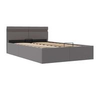 vidaXL Giroletto Idraulico con Contenitore e LED Moderno Salvaspazio Robusto a Doghe Letto Imbottito Struttura Telaio Grigio in Similpelle 120x200cm