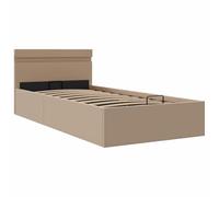 vidaXL Giroletto Idraulico con Contenitore e LED Salvaspazio Robusto a Doghe Letto Imbottito Struttura Telaio Cappuccino in Similpelle 100x200cm