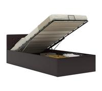 vidaXL Giroletto Idraulico con Contenitore Moderno Salvaspazio Robusto a Doghe Letto Imbottito Struttura Telaio Grigio in Similpelle 100x200cm